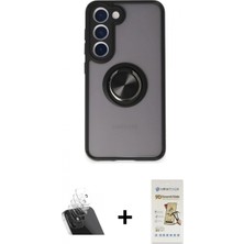 İlk El Grup Pilelistore™ Galaxy S23 Kılıf Yörünge Çizgi - Siyah Mat Seramik Nano Ekran Koruyucu + Kamera Lens Koruma Cam - Sf