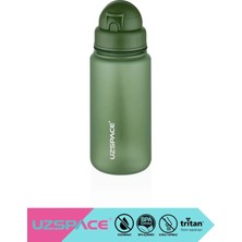 Uzspace 400ml Yenilenen Renkler Soft-Touch Yüzeyli Gövde Silikon Pipetli El Askılı Sürgülü Kapaklı Tritan Çocuk Okul Su Matarası Bpa Yok Koku Yok