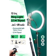 Ensiga Kumandalı Youtuber Tiktok Çekim Işıklı Telefon Tutucu Makyaj Işığı Ring Light 10 Inç + 2.1 M Tripod