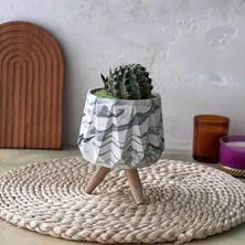Calperia Minimalist Tasarım, El Yapımı Beyaz Beton Saksı, 19 cm