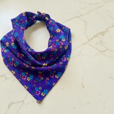 ALS Tasarım Dünyası  Mor Küçük Çiçek Desenli %100 Koton Bandana