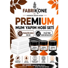 Fabrikone Premium Mum Yapım Hobi Seti - Parafin Wax 250 gr - 3'lü Toz Mum Boyası Seti - Kahverengi, Turuncu, Siyah BKFABPW2503KHTS