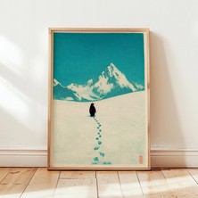 Ninastore Sakin Penguen Manzarası Sanatı | Minimalist Doğa Illüstrasyonu | Dağ Manzarası Duvar Sanatı |