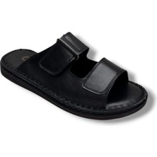 Cakgo 182-26 Hakiki Deri Ultra Soft Çift Bant Cırtlı Anatomik Erkek Terlik 40-47