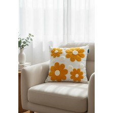 Rolivs Retro Papatyalar Dekoratif Kırlent Kılıfı 47X47 cm Fermuarlı Yıkanabilir (NK2657)