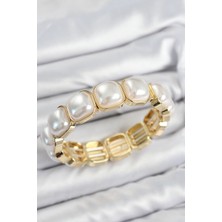 Youday Accessories Pirinç Kare Inci Model Gold Renk Lastikli Kadın Bileklik