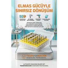 Transformacion 50 Parça Elmas Uçlu Döner Törpü ve Freze Seti - Pedikür Nasır, Topuk, Cam ve Taş Işleme Uçları 723151