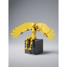 M&D Design Bird Dummy 13 Sarı Kanatlı Hareketli Figür - Eklemli Aksiyon Figürü Robot Oyuncak