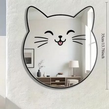 Sylar Kırılmaz Pleksi Gülen Kedi Duvar Aynası - 35X35 cm Çocuk ve Bebek Odası Dekoratif Ayna
