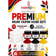 Fabrikone Premium Mum Yapım Hobi Seti - Parafin Wax 250 gr - 3'lü Toz Mum Boyası Seti - Kırmızı, Siyah, Sarı BKFABPW2503KSSR