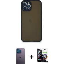 Pileli Store Pilelistore™ iPhone 12 Pro Max Kılıf Ahenk Çizgi Serisi - Şeffaf Temperli Cam Ekran Koruyucu + Neon Fosforlu Kamera Lens - Mı