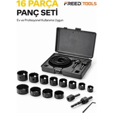 Freed Tools 16 Parça Panç Seti 19-64 mm Ahşap Metal Plastik Delme Uçları Seti