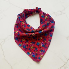 ALS Tasarım Dünyası Kırmızı Küçük Çiçek Desenli %100 Koton Bandana