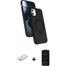 Pileli Store Pilelistore™ iPhone 11 Kılıf Iz Işık Koleksiyonu - Siyah 6d Antistatik Mat Seramik Hayalet Nano Ekran Koruyucu + Renkli Kamera Lens Koruma Cam - Yl