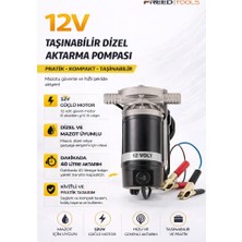 Freed Tools 12VOLT 600W Uyumlu Kendinden Emişli Paslanmaz Gövde Taşınabilir Yakıt Yağ Aktarma Mazot Pompası