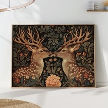 Ninastore William Morris Geyik Çiçek Baskısı - Vintage Vahşi Yaşam Botanik Duvar Sanatı
