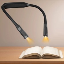 Glocusent Boyun Askılı Kitap Okuma Işığı - 5 Renk 5 Parlaklık Ayarlı USB Şarjlı Kitap Lambası Silikon Siyah