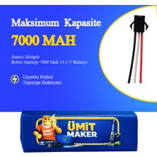 Ümit Maker Arnica Silsüpür Robot Süpürge 7000 Mah 14.4 V Batarya – Orjinal Uyumlu Uzun Ömürlü, Yüksek Performans Pil