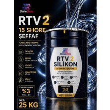 Stonechem Rtv2 Silikon 15 Shore Şeffaf Kalıp Silikonu Epoksi Sabun Taş Tozu Uyumlu Kabarcıksız Döküm 25 kg