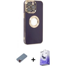 Pileli Store Pilelistore™ iPhone 13 Pro Max Kılıf Iz Form Serisi - Siyah Bilvis 5in1 5d Magic Hayalet Cam Ekran Koruyucu + Metal Kamera Lens Koruma Cam - Kı
