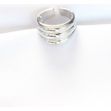 Youday Accessories Silver Renk Ayarlanabilir Çizgili Bombe Yüzük