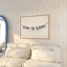 Ninastore Tanrı Iyidir Baskısı: Minimalist Hristiyan Duvar Sanatı (Baskı - Yatay)