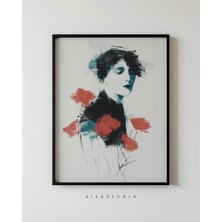 Ninastore Soyut Çiçekler Kadın Portresi Duvar Sanatı - Modern Çiçekli Moda Kadın Moda Baskısı - Botanik