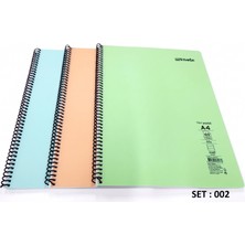 Umur Mynote 30001904 Flex Plastik Kapak Spralli A-4  Çizgili Defter 60 Yaprak Pastel Renkler ( 3 Adet )