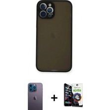 Pileli Store Pilelistore™ iPhone 12 Pro Max Kılıf Ahenk Çizgi Serisi - Şeffaf Temperli Cam Ekran Koruyucu + Neon Fosforlu Kamera Lens - Mı