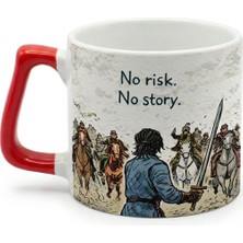 Desene Bak No Risk No Story Yazılı Kupa Bardak - Motivasyon Tasarım Baskılı Seramik Hediye Kupa Bardak