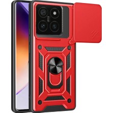 MarkEntegra Newface Xiaomi Mi 14T Pro Kılıf Pars Lens Yüzüklü Silikon - Kırmızı