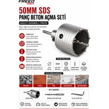 Freed Tools 50 mm Sds Plus Panç Beton Açma Seti Duvar Delme Karot Ucu Tuğla Taş Gaz Beton Delici Set Merkezleme Matkaplı Allen Anahtarlı