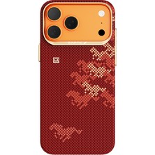 iPhone 17 Pro Uyumlu Kılıf M-Safe Şarj Özellikli Raptic Aramid Skin Chivalry Serisi Kapak Kırmızı