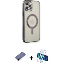 Pileli Store Pilelistore™ iPhone 12 Pro Kılıf Doruk Minimal - Siyah 3D Antistatik Seramik Nano Ekran Koruyucu + Metal Kamera Lens Koruma Cam - Gd