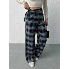 Vess Moda Fular Detaylı Bk Model Ekose Pantolon