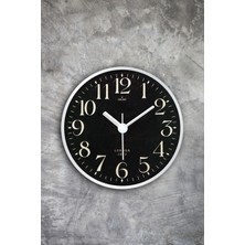 Muyika Design Kiely Mıknatıslı Siyah Buzdolabı Saati 11 cm Metal Yuvarlak Tasarım