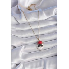 Youday Accessories 316L Çelik Gold Renk Zincir Zirkon Taşlı Yılbaşı Temalı Noel Baba Figür Kadın Kolye