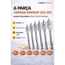 Freed Tools 6 Parça Yaprak Matkap Ucu Seti 10-25 mm Ahşap Delme Panç Uçları Seti