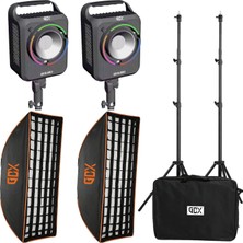 Gdx ML-200R Iı Rgb Sürekli Işık Seti 2’li – 200W Profesyonel Video & Fotoğraf Aydınlatma Kiti (Softbox + Tripod + Çanta)
