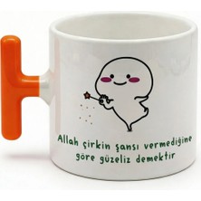 Desene Bak Komik Yazılı ve Sevimli Karakter Baskılı Seramik Hediye Kupa Bardak