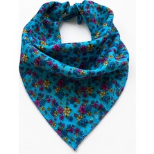 ALS Tasarım Dünyası  Mavi Küçük Çiçek Desenli %100 Koton Bandana