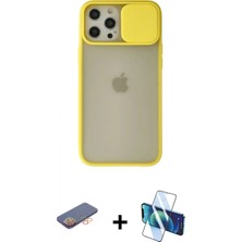İlk El Grup Pilelistore™ iPhone 12 Pro Max Kılıf Vadi Çizgi - Siyah 3D Antistatik Cam Ekran Koruyucu + Renkli Kamera Lens Koruma Cam - Tu