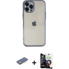 Pileli Store Pilelistore™ iPhone 12 Pro Max Kılıf Vadi Minimal - Şeffaf Temperli Cam Ekran Koruyucu + Renkli Kamera Lens Koruma Cam - Yl