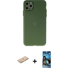 İlk El Grup Pilelistore™ iPhone 11 Pro Max Kılıf Atlas Minimal Prime - Siyah 34D Izgaralı Cam + Renkli Kamera Lens Koruma Cam - Yl