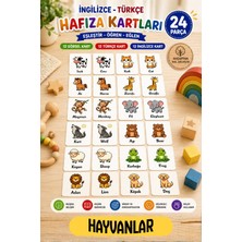 Kalides Ahşap Hafıza Kartı Seti - HAYVANLAR - Eşleştirme Oyunu – Okul Öncesi Zeka & Dikkat Geliştirici Oyun Kartları – Oyuncak