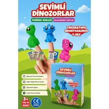 Tavşan Yumi Sevimli Dinazorlar Parmak Kuklası ve Eğitici Kartlar Seti | 3+ Yaş Çocuklar için Eğlenceli ve Öğretici Oyuncak
