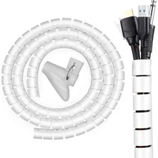 Calperia Beyaz Spiral Boru Kablo Kanalı, 1 mt x 22 Mm, Düzenleyici ve Toplayıcı