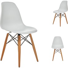 Seduna Beyaz Eames Sandalye - Natural Ahşap Ayaklı 2 Adet Modern Tasarım ve Rahat Oturum