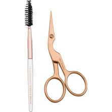 Tweezerman Brow Scissors & Brush Rose Gold - Rose Gold Kaş Makası ve Fırçası