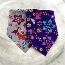 ALS Tasarım Dünyası Grive Mor Ikili Çiçekli %100 Koton Bandana